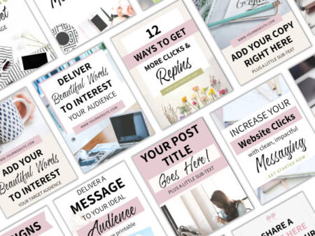 Feminine Pinterest Pin Templates Editable in Canva