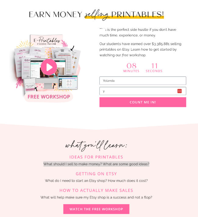 Earn Money Selling Printables Free Workshop