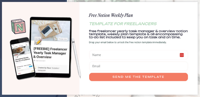 Free Notion Weekly Plan template